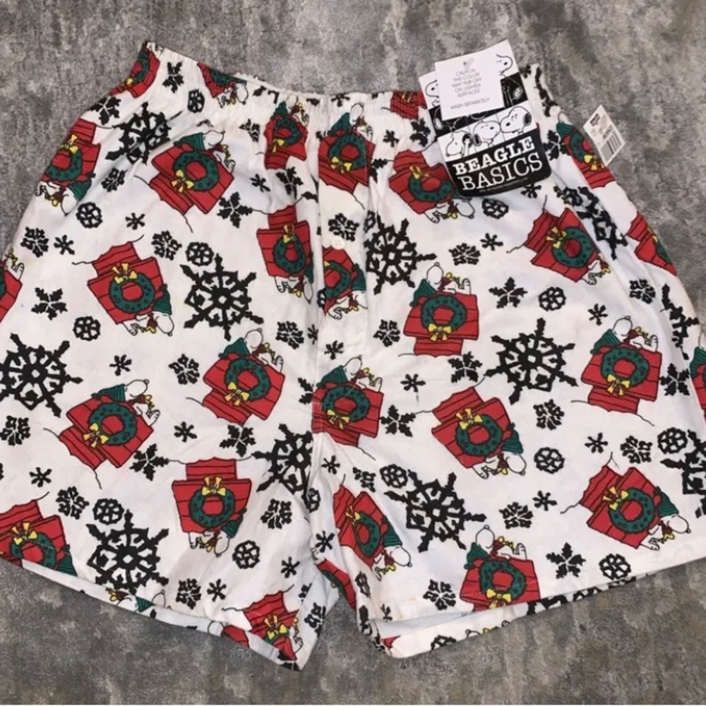 Beagle Basics: Snoopy & Woodstock Flannel Bixer Shorts: sz large : Vintage!!!!